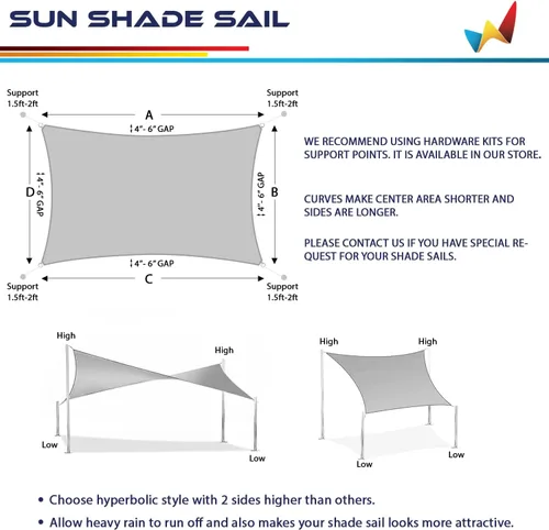 Miniatura 5 de Windscreen4less - Toldo para sombra de 16 x 20 pies, rectangular, para exteriores, con protección UV, para porche, pérgola, terraza, jardín, patio