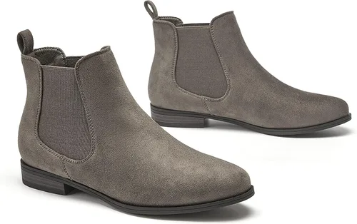 Miniatura 5 de VJH confort Botines sin cordones para mujer, con punta redonda de almendra occidental, tacón bajo, elásticos, Chelsea