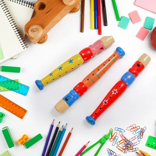 Miniatura 7 de Foraineam 7 piezas pequeñas grabadoras de madera instrumento musical flauta de madera, colorido Piccolo Woodwind música rítmica grabador