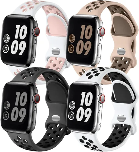 Miniatura 16 de Adorve 4 Pack Sport Bands Compatible with Apple Watch Bands for Men Women 49mm 46mm 45mm 44mm 42mm 41mm 40mm 38mm,Breathable Soft Silicone Strap for