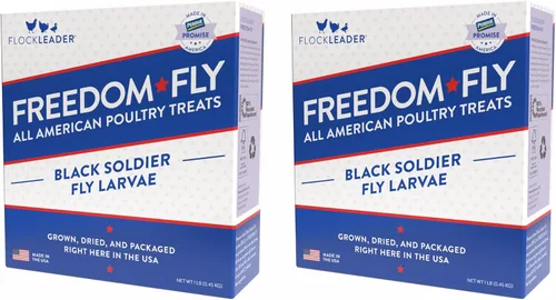 Miniatura 10 de FLOCKLEADER Freedom Fly, All American Dry Black Soldier Fly - Golosinas de aves de corral, 1 libra