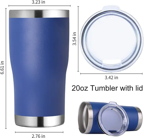 Miniatura 5 de DOMICARE vaso de doble pared con aislamiento al vacío, 20 onzas, con tapa, vaso de viaje de acero inoxidable, vaso de café con recubrimiento