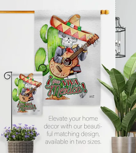 Miniatura 8 de Que Viva - Bandera de casa de México, fiesta de verano del Cinco de Mayo, cactus y piñata, sombrero para fiesta mexicana al aire libre, pancarta
