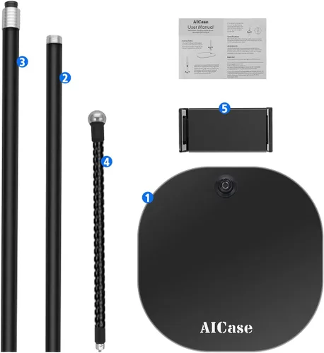 Miniatura 8 de AICase Aluminio ajustable en altura ajustable (35.8 in - 53.9 in) y base estable de 4.9 lbs con cuello de cisne compatible con iPad/Tablet de 4,6 a