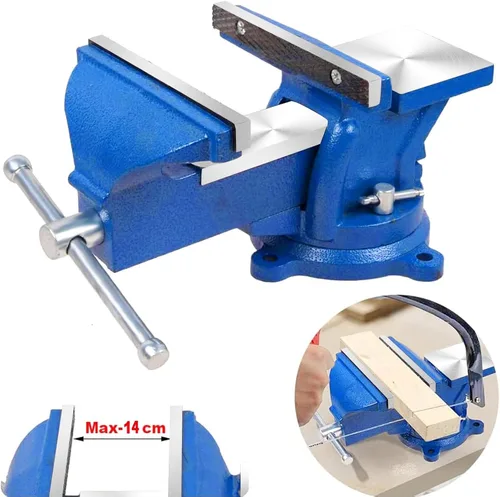 Miniatura 6 de Tornillo de banco resistente de 6 pulgadas, base giratoria de 360° con abrazadera de yunque de acero fundido, abrazadera de mesa tornillo de banco