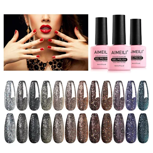 Miniatura 9 de AIMEILI Hema Free - Juego de esmaltes de uñas de gel, libre de crueldad, vegano, colección neón, 12 colores, rosa intenso, azul, amarillo, verde