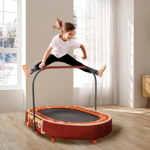 Miniatura 7 de Indoor Trampoline, 55" Foldable Trampoline with Handle, Oval Trampoline for Kids, Play Rebounder, Kids Trampoline Indoor, Gift for Girls Age 3+