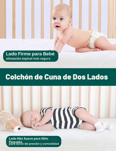 Miniatura 5 de BABELIO Colchón de cuna ultra transpirable 100% lavable núcleo de doble cara colchón para bebé niño pequeño con funda extraíble lavable a máquina