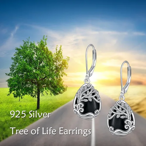 Miniatura 252 de Aretes colgantes con forma de lágrima de filigrana de piedra lunar de plata de ley 925 con cierre de palanca para mujer, regalos de joyería