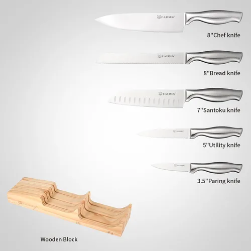 Miniatura 2 de Juego de cuchillos de cocina, juego de 6 piezas de bloques de cuchillos con organizador de cajones de cuchillos de pino, perfecto para el hogar
