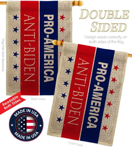 Miniatura 3 de Bandera de la casa de arpillera anti Biden de Estados Unidos, presidente político, demócrata, republicano, fiesta del té de Estados Unidos, pancarta