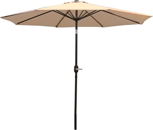 Sunnydaze 9 pies Parasol de Patio de aluminio con inclinación y manivela, Contemporáneo, Beige