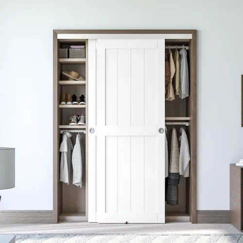 Miniatura 3 de SMARTSTANDARD Kit de herrajes para puertas corredizas de 60 pulgadas/5 pies para armario de gabinete, herrajes de puerta de aleación de aluminio