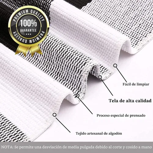 Miniatura 4 de KILOCOCO Alfombra a Cuadros de Patrón Buffalo - Tapete para Puerta Exterior, Negro y Blanco para Exteriores, Alfombra de Algodón Lavable para Puerta