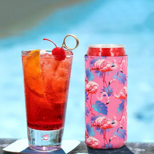 Miniatura 5 de 2 Fundas de neopreno para enfriar latas largas de cerveza, fundas para lata de cerveza plegables, fundas para enfriar latas, adecuadas para bebidas