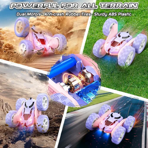 Miniatura 7 de cosone Automóvil a Control Remoto, Autos RC para Niños, Juguetes Recargables, Rotación de 360°, 2.4Ghz, Auto de Acrobacias RC para Niños, Regalo