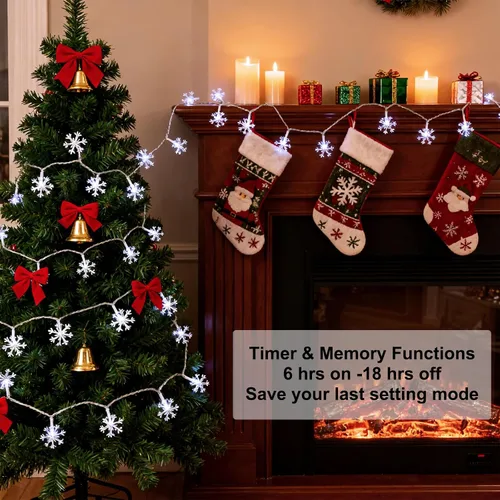 Miniatura 3 de Luces de Decoración de Navidad, 8 Modos y Temporizador con Control Remoto, 33 Pies 100 Luces LED Operadas con Pilas, Luces de Hadas Impermeables