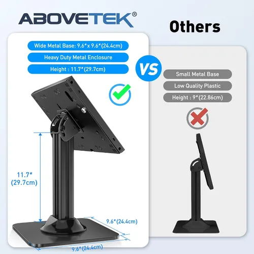 Miniatura 8 de AboveTEK Soporte antirrobo para quiosco para iPad – Soporte de seguridad para iPad POS y soporte para tableta con bloqueo – Base resistente, giro