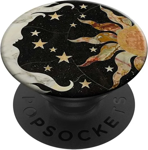 PopSockets PopGrip: agarre intercambiable para teléfonos y tabletas PopSockets estándar PopGrip negro Vintage Moon, Sun and Stars