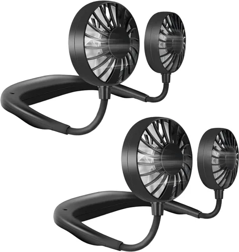 Miniatura 8 de Ventilador de cuello portátil y recargable, manos libres de carga USB con 3 velocidades ajustables y rotación libre de 360º, perfecto para Blanco
