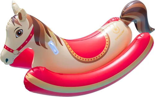Miniatura 10 de SWIMLINE Juguete flotante original de unicornio arcoíris mecedora para piscina, con asas fáciles de agarrar y refuerzos laterales estabilizadores