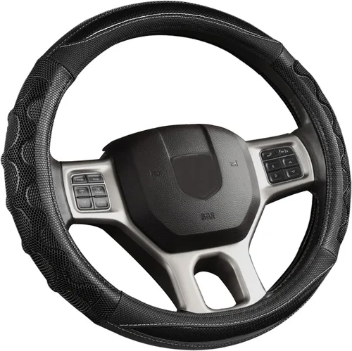 Miniatura 8 de GIANT PANDA Cubierta de volante para Dodge Ram 1500 - Fundas para volante de automóvil para Dodge Ram 2500 3500 15.5-16 pulgadas - Negro B-Negro
