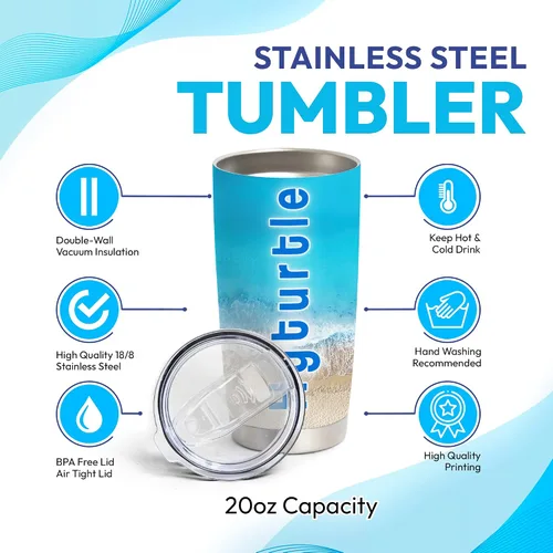 Miniatura 4 de Hyturtle Vaso personalizado para amantes de los búhos, vaso de café de acero inoxidable con nombre personalizado, 20 onzas con tapa, ideal como