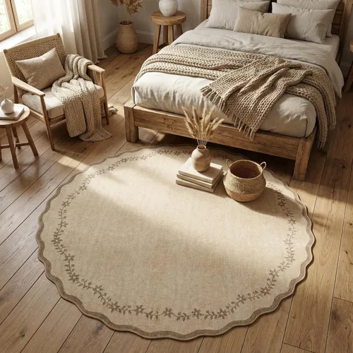 Miniatura 90 de GarveeHome Alfombra de entrada festoneada, 2 x 3, color azul sólido, lavable, alfombra floral para entrada interior, alfombra floral antideslizante