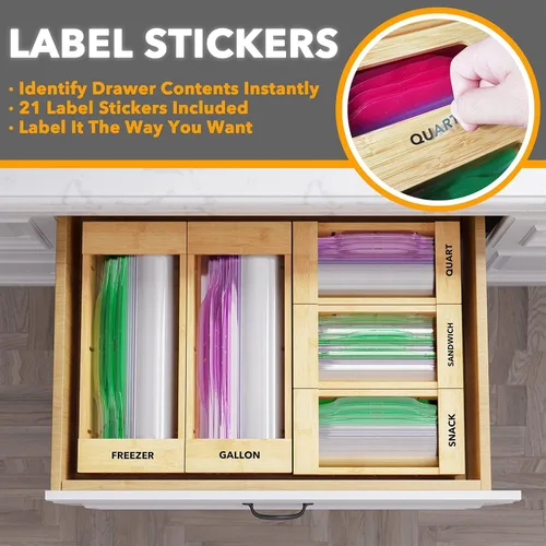 Miniatura 7 de SpaceAid WrapNeat Dispensador de envolturas 2 en 1, organizador de almacenamiento de bolsas SpaceAid para cajón de cocina, (juego de 5)
