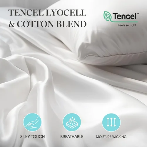 Miniatura 2 de Martha Stewart Tencel - Edredón de plumas de ganso blanco húngaro de mezcla de lyocell, tamaño King, relleno de 750, para todas las estaciones