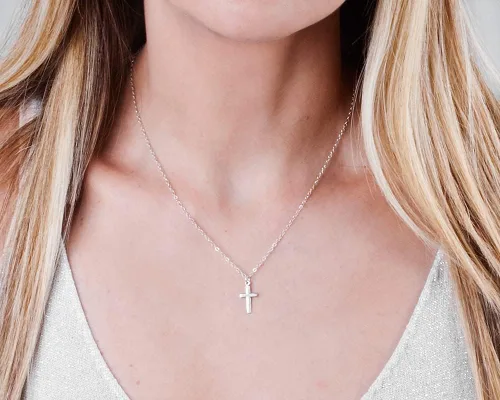 Miniatura 36 de Collar de cruz de oro para mujer, collares con colgante de cruz minimalista, longitud de 16 a 18 pulgadas, joyería cristiana hecha a mano, regalo