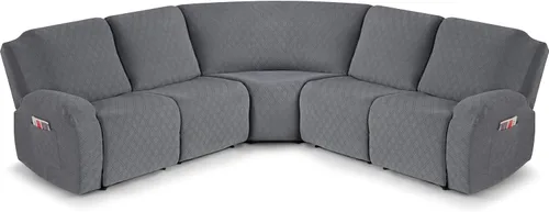 Miniatura 12 de VANSOFY Fundas de Sofá Seccional Reclinable Extra Grandes, Fundas Lavables de 5 Piezas para Sofá Seccional en Forma de L con Asiento de Esquina