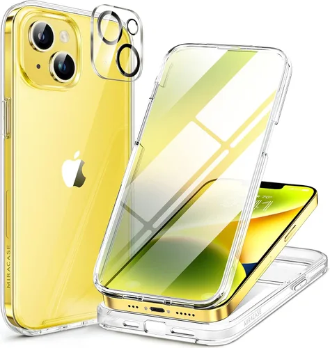 Miniatura 215 de Miracase Funda para iPhone 13 de 6.1 pulgadas, [sin burbujas] funda de teléfono de cuerpo completo con pantalla de vidrio completa integrada, sin