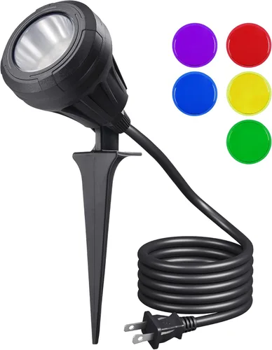 Miniatura 9 de EDISHINE Foco de 120 V para exteriores, 5 lentes de color extra, 5.5 W 500 lúmenes, foco LED impermeable para exteriores, iluminación de paisaje