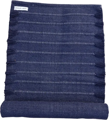 Miniatura 14 de Jaipur art & Rugs Estera de yoga de algodón orgánico - Alfombra tejida a mano ecológica - Antideslizante y gruesa (61x183x13mm) para fitness diario