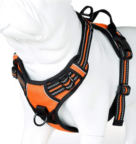 JUXZH Truelove Arnés para perro sin tirones con mango de fácil control y 2 accesorios para correa, chaleco reflectante ajustable para mascotas