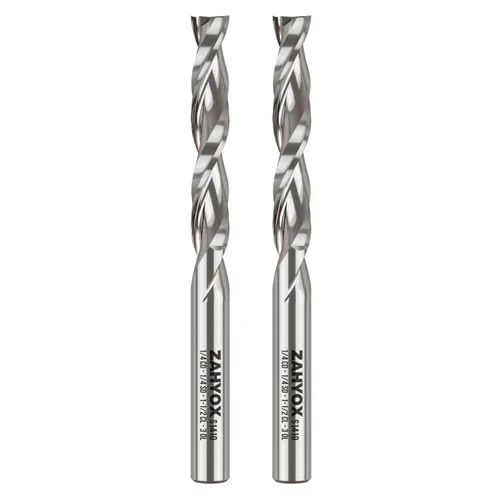 Miniatura 6 de Zahyox Broca de fresadora en espiral de vástago de 1/4 pulgadas, compresión arriba y abajo, carburo sólido, fresadora CNC recta para madera, 1/4