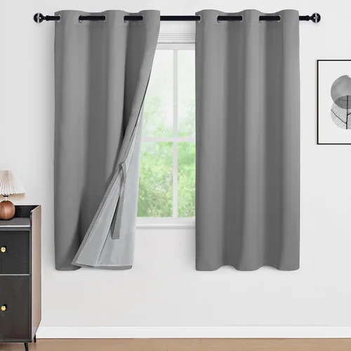 Miniatura 80 de DWCN Cortinas 100% opacas de 84 pulgadas de largo para dormitorio con forro negro, paneles de cortina de ventana de doble capa con aislamiento Azul