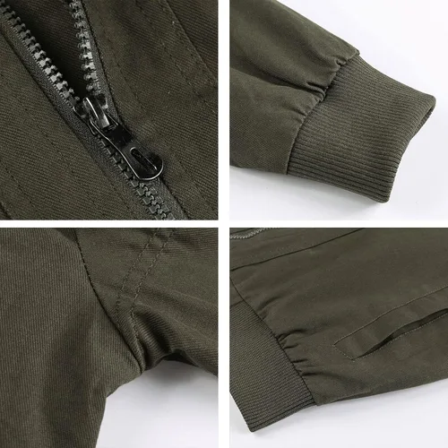 Miniatura 5 de HIJEWE Men Military Jacket Casual Cotton Utility Coat Spring Falls Durable Army Cargo Bomber Stand Collar Multi-Pocket Jacket