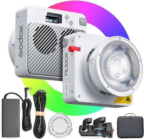 Miniatura 10 de Godox ML100Bi - Luz de video LED de 120 W, kit de iluminación de video bicolor de 2800K-6500K, 34300 Lux CRI 97+/TLCI 98+, control de aplicación