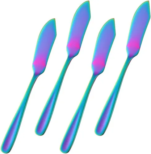 Miniatura 11 de Baikai - Juego de 4 cuchillos de acero inoxidable 18/10, cuchillo de mantequilla de desayuno negro, esparcidor de sándwich