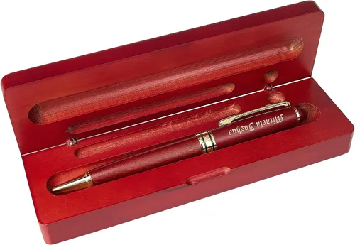 Miniatura 3 de Sistema grabado personalizado de la pluma de madera, pluma ejecutiva y caja con personalización libre, bolígrafo de palo de rosa con estuche