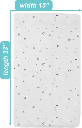 Miniatura 3 de American Baby Company - Sábana de cuna ajustable 100 % algodón natural de tejido de jersey Estrellas y lunas grises