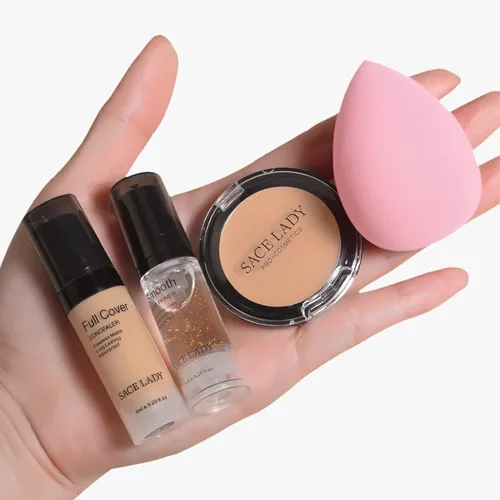 Miniatura 7 de Corrector Impermeable de Cobertura Completa con Juego de Esponja con Primer, Base Líquida Cremosa Suave Mate Impecable Kit de Maquillaje Corrector