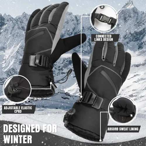 Miniatura 4 de BOSONER Guantes de esquí y snowboard, guantes impermeables de invierno, guantes de nieve para pantalla táctil para clima frío, para hombres