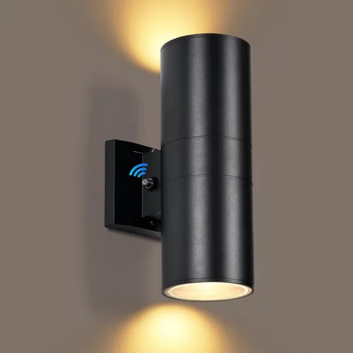Miniatura 13 de Luces de pared para exteriores del atardecer al amanecer, 2 unidades, modernas luces de porche al aire libre con bombillas, luz exterior cilíndrica