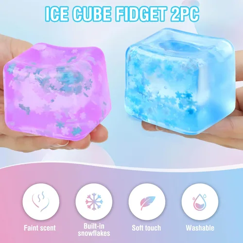 Miniatura 2 de Gretex juguete de ansiedad para todas las edades: paquete de 2 unidades de bola de estrés de hielo blanda sensorial, juguete esponjoso de compresión
