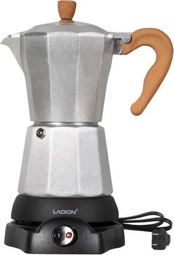 LAOION Cafeteras Eléctricas Modernas, Cafetera de Espresso Portátil de 6 Tazas, Cafetera Moka de 300ml con Base Desmontable y Protección contra