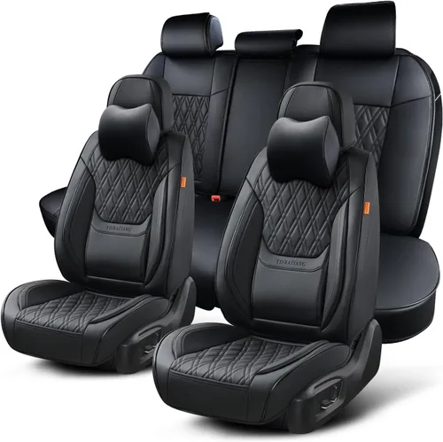 Miniatura 26 de Juego de fundas para asientos de automóvil delanteros, fundas de cuero transpirable para asientos delanteros de automóviles con reposacabezas, funda
