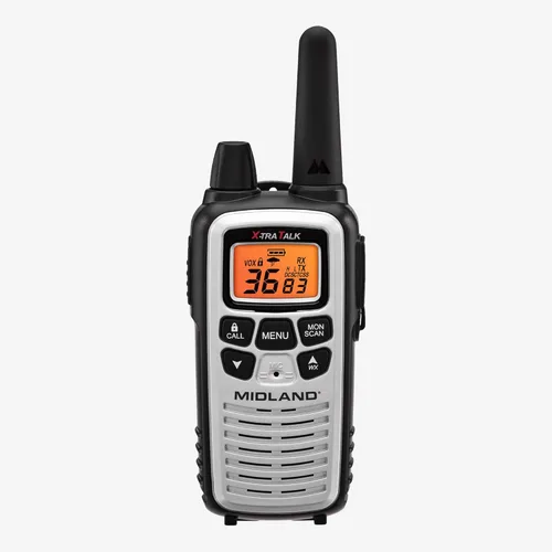 Miniatura 5 de Midland LXT600VP4 FRS Walkie Talkies para Negocios – Radios de Dos Vías de Largo Alcance de 36 Canales con Auriculares y Base de Carga, Alertas
